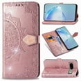 thumbnail image 1 of Wallet Case for Google Pixel 9 Pro XL, Glitter PU Leather Magnetic Closure Handbag Embossed Case Kickstand Card Holder Slots with Wrist Strap TPU Shockproof Flip Cover RFID Blocking, Rosegold, 1 of 11