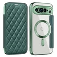 thumbnail image 1 of Wallet Case for Google Pixel 9 Pro XL,Magnetic Flip Cover Clear Back Compatible with MagSafe,[RFID Blocking Card Slots] Premium PU Leather Plating edge Shockproof Phone Case Kickstand,Darkgreen, 1 of 8