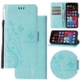 thumbnail image 1 of Wallet Case for Google Pixel 9 Pro XL,PU Leather Wallet Flip Kickstand Case [Magnetic Closure] [Wrist Strap] [Card Slots Holder] Embossed Butterfly & Flower Case for Women Girls,Green, 1 of 9