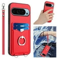 thumbnail image 1 of Wallet Case for Google Pixel 9 Pro XL, Stylish Ultra Slim PU Leather Card Slots Ring Stand Wrist Strap Shockproof Protective Thin Lightweight Back Case Cover for Google Pixel 9 Pro XL, Red, 1 of 7