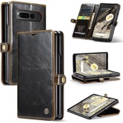 Wallet Case for Google Pixel Fold 5G 2023,Magnetic Protect PU Leather Flip Case with Card Holder Cash Slot Kickstand Shockproof Protection Case Brown