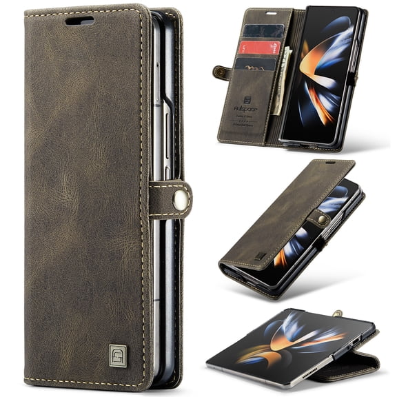 Wallet Case for Google Pixel Fold, Flip PU Leather Cover with Card Holder Magnetic Closure Folio Kickstand Shockproof Protective Phone Case Cover for Google Pixel Fold, Coffee