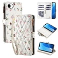 thumbnail image 1 of Wallet Case For IPhone 17e/16e 6.1-inch, Flower Pattern Flip Zipper Purse Leather Cover With Card Holder, Detachable Wristlet & Shoulder Strap, Shockproof ,Kickstand Phone Case For Women,Pink, 1 of 9