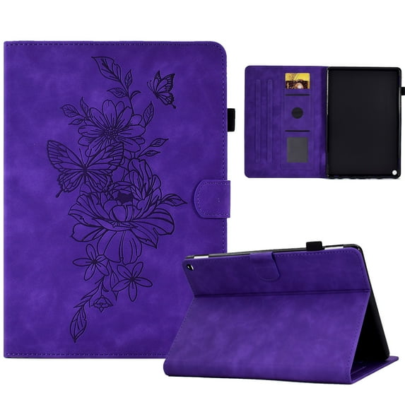 Wallet Case for Kindle Fire HD 10.1" 11th Gen 2021/ Fire HD 10 Plus 2021 Released, Allytech Embossed PU Leather Anti-Shock Multi-Angle Viewing Stand Auto Sleep Wake Case for Fire HD 10 2021, Purple