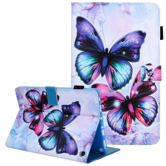 Wallet Case for Kindle Fire HD 10 Plus 2021, Fire HD 10.1-inch Cover 11th Gen 2021, Allytech Slim PU Leather with Shockproof TPU Multi-Angle Viewing Stand Auto Sleep Wake Case Sleeve, Big Butterfly
