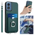 thumbnail image 1 of Wallet Case for Motorola G Play 4G 2024, Stylish Ultra Slim PU Leather Card Slots Ring Stand Wrist Strap Shockproof Protective Thin Lightweight Back Case Cover for G Play 4G 2024, Green, 1 of 7