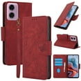 thumbnail image 1 of Wallet Case for Motorola G Stylus 5G (2024),PU Leather Wallet Flip Protective Phone Case Wrist Strap Card Slots Holder Pocket Emboss Butterfly Flower Stand Shockproof Phone Case,Red, 1 of 7