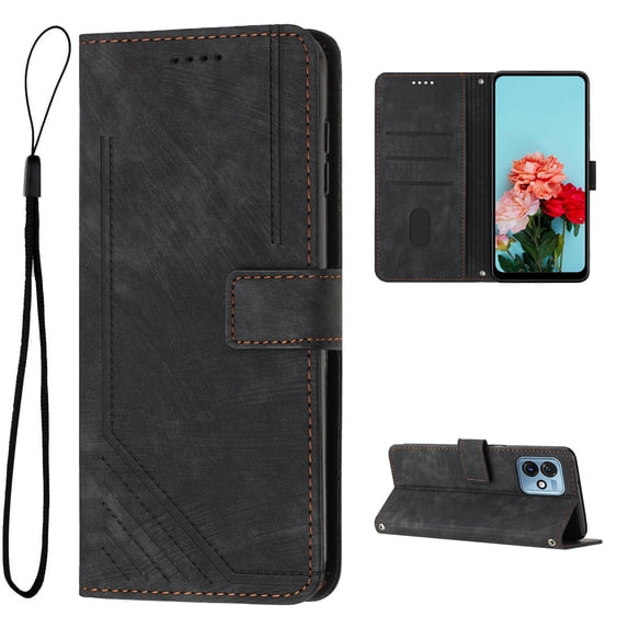 Wallet Case for Motorola Moto G 5G 2023, Premium PU Leather Flip Case Card Slots Holder, Luxury Kickstand Function Book Folding Folio Cover with Wrist Strap for Moto G 5G 2023, Black