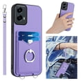 thumbnail image 1 of Wallet Case for Motorola Moto G 5G 2024 / G Play 5G 2024, Stylish Ultra Slim PU Leather Card Slots Ring Stand Wrist Strap Shockproof Protective Thin Lightweight Back Case Cover, Purple, 1 of 7