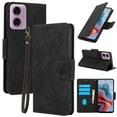 thumbnail image 1 of Wallet Case for Motorola Moto G 5G (2024),PU Leather Wallet Flip Protective Phone Case Wrist Strap Card Slots Holder Pocket Emboss Butterfly Flower Stand Shockproof Phone Case,Black, 1 of 7
