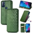 thumbnail image 1 of Wallet Case for Motorola Moto G Play 2023, Magnetic PU Leather Kickstand Flip Cover with Card Holder Shockproof TPU Shell Embossed Pattern Folio Case for Motorola Moto G Play 2023, Green, 1 of 7