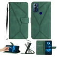 thumbnail image 1 of Wallet Case For Motorola Moto G Play 2023, RFID Blocking Magnetic Flip Case with Card Slots Holder Kickstand Wrist Strap, PU Leather Folio Shockproof Protective Cover, Green, 1 of 9