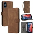 thumbnail image 1 of Wallet Case for Motorola Moto G Play 4G 2024,Card Slots[RFID Blocking],Durable Flip Folio Kickstand Magnetic Closure Retro Premium Leather Wallet Wrist Strap Shockproof Case, brown, 1 of 1