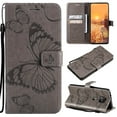 thumbnail image 1 of Wallet Case for Motorola Moto G Power 2021, Magnetic Flip Kickstand Emboss Butterfly PU Leather Protective Phone Cover with Wrist Strap & Card Slots, Gray, 1 of 8