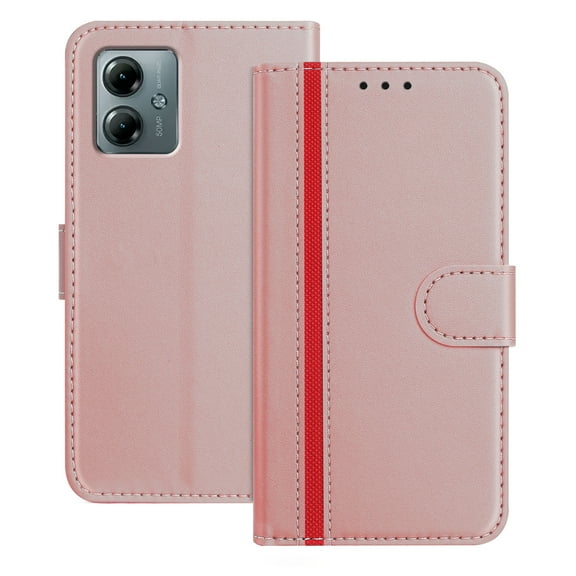 Wallet Case for Motorola Moto G Power (2025), Business PU Leather Magnetic Flip Folio Case with Card Holder Kickstand Shockproof Protective Phone Case Cover for Motorola Moto G Power (2025), Rosegold
