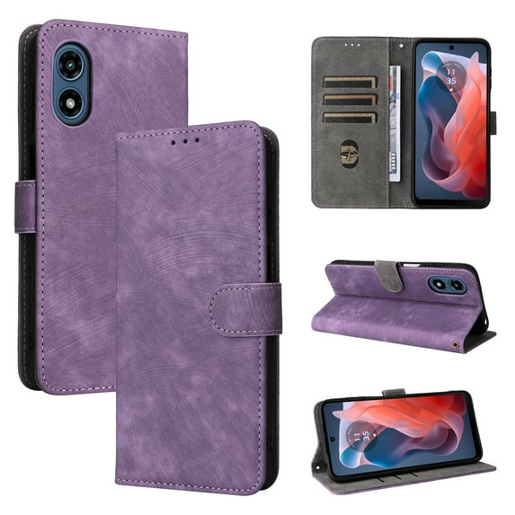 Wallet Case for Motorola Moto G Power 2025, RFID Blocking Cards Holder Flip Stand Full Body Protective Bumper Shockproof Phone Case with Hand Strap for Motorola Moto G Power 2025, Purple
