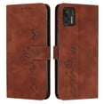 thumbnail image 1 of Wallet Case For Motorola Moto G Stylus 2021 (not for 5G), Magnetic Closure Heart Patterned Embossed PU Leather Kickstand Credit Card Holder Slots Wrist Strap Flip Folio Cover, Brown, 1 of 8