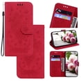 thumbnail image 1 of Wallet Case For Motorola Moto G Stylus 4G 2022, Butterfly Embossed & Cute Flower Patterned PU Leather Magnetic Clasp Flip Stand Card Slots Kickstand with Hand Strap Shockproof Cover,
Red, 1 of 8