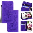 thumbnail image 1 of Wallet Case For Motorola Moto G Stylus 4G 2022, Butterfly Embossed & Cute Flower Patterned PU Leather Magnetic Clasp Flip Stand Card Slots Kickstand with Hand Strap Shockproof Cover,
Purple, 1 of 8
