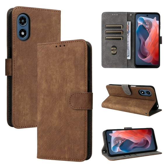 Wallet Case for Motorola Moto G Stylus 5G 2024, RFID Blocking Cards Holder Flip Stand Full Body Protective Bumper Shockproof Phone Case with Hand Strap for Motorola Moto G Stylus 5G 2024, Brown