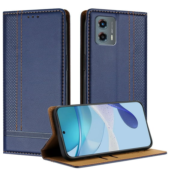 Wallet Case for Motorola Moto G Stylus 5G 2024, Retro PU Leather Flip Cover Stand Cards Holder Shockproof Full Protective Magnetic Closure Business Type Phone Case for Moto G Stylus 5G 2024, Blue