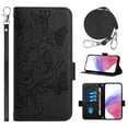 thumbnail image 1 of Wallet Case for Motorola Moto G Stylus 5G 2025, Wrist Strap & Shoulder Strap PU Leather Case, Pattern Kickstand Magnetic Clasp Flip Cover for Motorola Moto G Stylus 5G 2025 with Card Holder - Black, 1 of 9