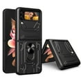 thumbnail image 1 of Wallet Case for Motorola Razr 60 Ultra with Camera Cover & Kickstand,Sliding Lens Protection Card Holder Slot 360°Rotate Ring Hybrid Rugged Bumper Shockproof Cover for Motorola Razr 60 Ultra, Black, 1 of 10