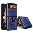 thumbnail image 1 of Wallet Case for Motorola Razr 60 Ultra with Camera Cover & Kickstand,Sliding Lens Protection Card Holder Slot 360°Rotate Ring Hybrid Rugged Bumper Shockproof Cover for Motorola Razr 60 Ultra, Blue, 1 of 10