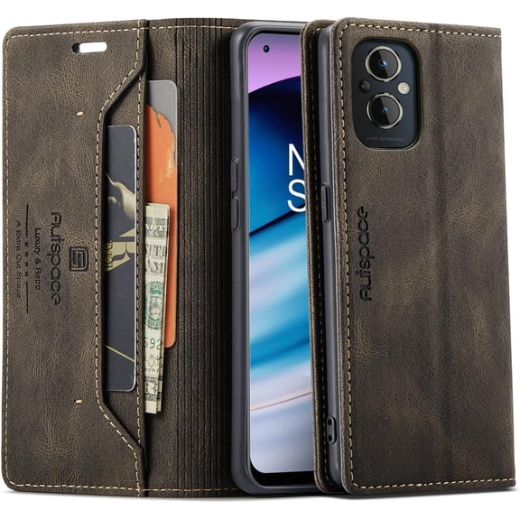 Wallet Case for OnePlus Nord N20 5G 2022,Magnetic Protect PU Leather Flip Case with Card Holders RFID Blocking Kickstand Shockproof Protection Case for OnePlus Nord N20 5G 2022 (Coffee)