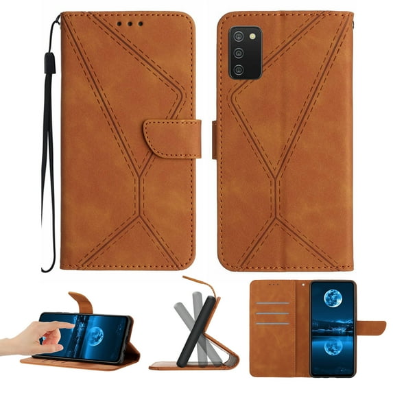 Wallet Case For Samsung A03s, RFID Blocking Magnetic Flip Case with Card Slots Holder Kickstand Wrist Strap, PU Leather Folio Shockproof Protective Cover For Samsung Galaxy A03s, Brown