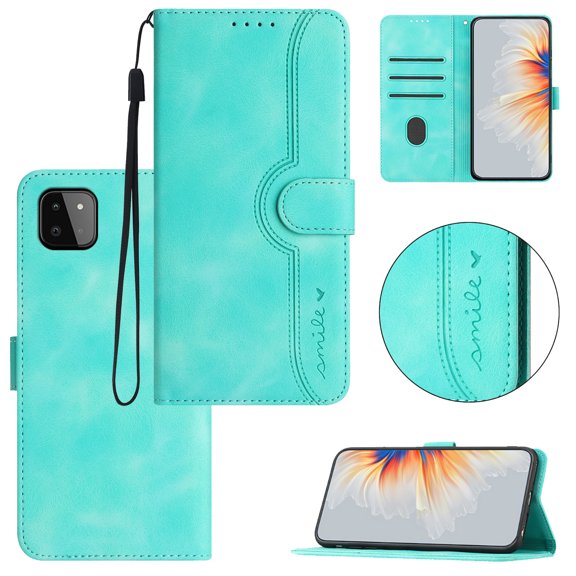 Wallet Case for Samsung A22 5G, with Card Slots [RFID Blocking],Durable Flip Folio Kickstand Magnetic Closure Leather Wallet Wrist Strap Women Men Case for Samsung Galaxy A22 5G, Green