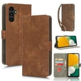 thumbnail image 1 of Wallet Case for Samsung A35,Card Slots[RFID Blocking],Durable Flip Folio Kickstand Magnetic Closure Retro Premium Leather Wallet Wrist Strap Shockproof Case for Samsung Galaxy A35, brown, 1 of 1
