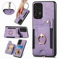 thumbnail image 1 of Wallet Case for Samsung A52 5G, 360 Ring Holder Stand with Card Holder Premium Retro Leather Shockproof RFID Blocking Magnetic Clasp Hand Strap for Women Men for Samsung Galaxy A52 5G, Purple, 1 of 15