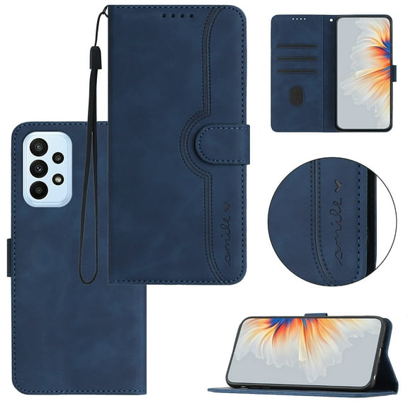 Wallet Case for Samsung A53 5G, with Card Slots [RFID Blocking],Durable Flip Folio Kickstand Magnetic Closure Leather Wallet Wrist Strap Women Men Case for Samsung Galaxy A53 5G,Darkblue