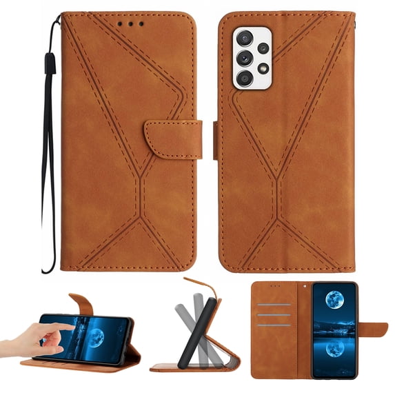 Wallet Case For Samsung A53 5G, RFID Blocking Magnetic Flip Case with Card Slots Holder Kickstand Wrist Strap, PU Leather Folio Shockproof Protective Cover For Samsung Galaxy A53 5G, Brown