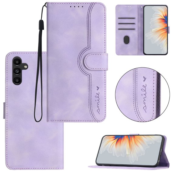 Wallet Case for Samsung A54 5G, with Card Slots [RFID Blocking],Durable Flip Folio Kickstand Magnetic Closure Leather Wallet Wrist Strap Women Men Case, Purple