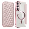 thumbnail image 1 of Wallet Case for Samsung Galaxy A05,Magnetic Flip Cover Clear Back Compatible with MagSafe,[RFID Blocking Card Slots] Premium PU Leather Plating edge Shockproof Phone Case Kickstand,Pink, 1 of 7