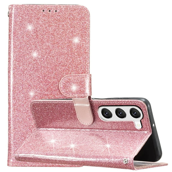 Wallet Case for Samsung Galaxy A05s,Decase Women Girls Case with Card Holder Kickstand & Wrist Strap Luxury Bling Glitter PU Leather Flip Card Phone Cover for Galaxy A05s,Rosegold