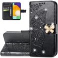 thumbnail image 1 of Wallet Case for Samsung Galaxy A13 5G,3D Butterfly Pattern PU Leather Case with Strong Magnetic Clasp and Cash Card Slots Holder Cover for Samsung Galaxy A13 5G HZD Rhinestone Black, 1 of 16