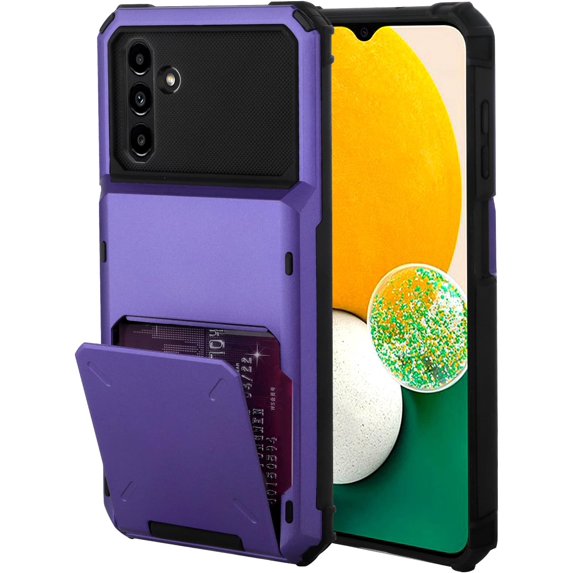 Wallet Case for Samsung Galaxy A13 5G Case with 4-Card Credit Card Holder Slot Shockproof Cover Hybrid Heavy Duty Protection Armor Phone Case Compatible with Galaxy A13 5G-Purple