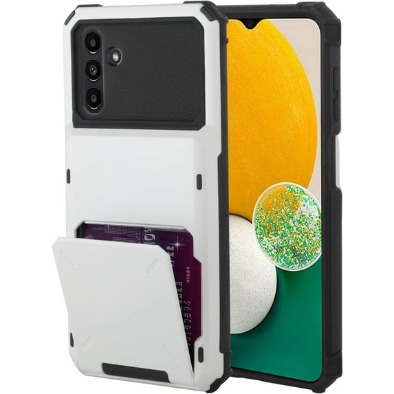 Wallet Case for Samsung Galaxy A13 5G Case with 4-Card Credit Card Holder Slot Shockproof Cover Hybrid Heavy Duty Protection Armor Phone Case Compatible with Galaxy A13 5G-White