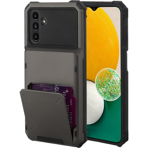 Wallet Case for Samsung Galaxy A13 5G Case with 4-Card Credit Card Holder Slot Shockproof Cover Hybrid Heavy Duty Protection Armor Phone Case Compatible with Galaxy A13 5G-Gray