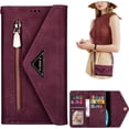 thumbnail image 1 of Wallet Case for Samsung Galaxy A13 5G (Not 4G), Galaxy A04s Case, Crossbody Neck Strap Lanyard Purse Handbag Shoulder Strap Cover Phone Case for Samsung Galaxy A04s/A13 5G XK Wine, 1 of 12