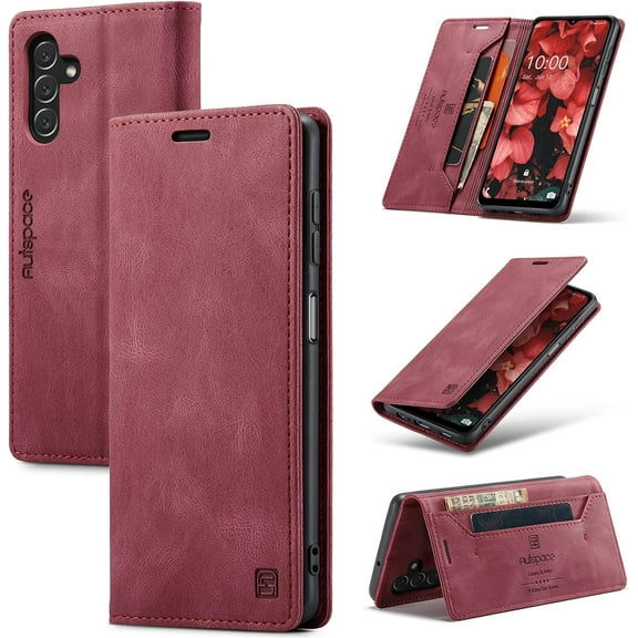 Wallet Case for Samsung Galaxy A13 5G [Not for A13 4G],Magnetic Protect PU Leather Flip Case with Card Holders RFID Blocking Kickstand Shockproof Protection Case for Samsung Galaxy A13 5G (Red)