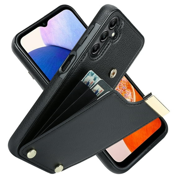 Wallet Case for Samsung Galaxy A13 5G, Vintage Premium PU Leather Ultra Slim Case with Card Holder, Protective Anti-drop Magnetic Clasp Phone Case for Samsung Galaxy A13 5G, Black