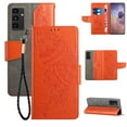 thumbnail image 1 of Wallet Case for Samsung Galaxy A14 5G, Butterfly Embossed Pattern Luxury PU Leather Magnetic Flip Folio Cover with Card Slots Holder Kickstand Wrist Strap Soft Silicone Shockproof Case,Orange, 1 of 9