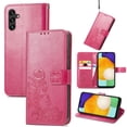 thumbnail image 1 of Wallet Case for Samsung Galaxy A14 5G with Card Slots Holder Magnetic Clasp Kickstand Flip Folio Cover, Exquisite Flower Pattern PU Leather Soft Silicone Shockproof Protective Cover,Rose, 1 of 12