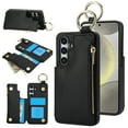 thumbnail image 1 of Wallet Case for Samsung Galaxy A14 5G with Shoulder Strap & RFID Blocking Card Slots Holder Kickstand & Finger Ring, Magnetic Flip Folio Zipper Purse Case, PU Leather Cover Handbag, Black, 1 of 8
