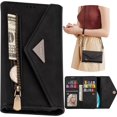 thumbnail image 1 of Wallet Case for Samsung Galaxy A14 for Women, Shoulder Crossbody Purse Handbag Neck Strap Lanyard Cover with ID Card Holder Phone Case for Samsung Galaxy A14 XK Black, 1 of 16
