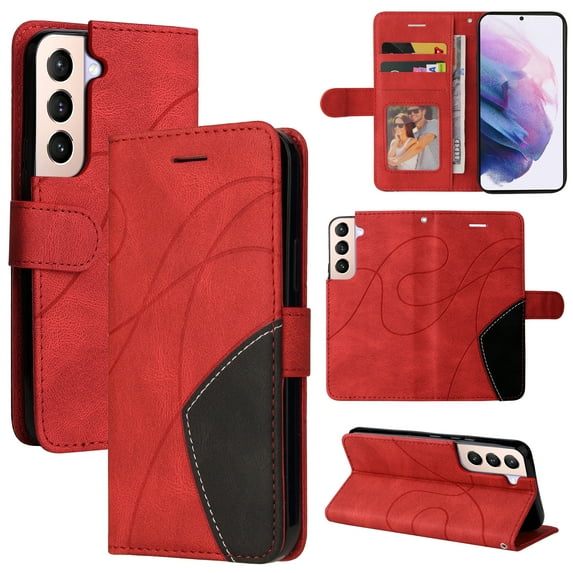 Wallet Case for Samsung Galaxy A15 with Card Slots Cash Holder Magnetic Clasp Flip Folio Cover, Shockproof Protective Premium PU Leather Kickstand Case for Samsung Galaxy A15, Red
